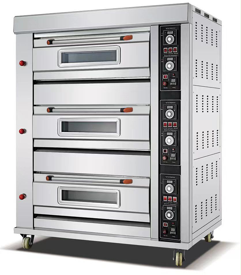 Horno de Gas para Cocina Comercial  con 3 Niveles y 6 Bandejas 